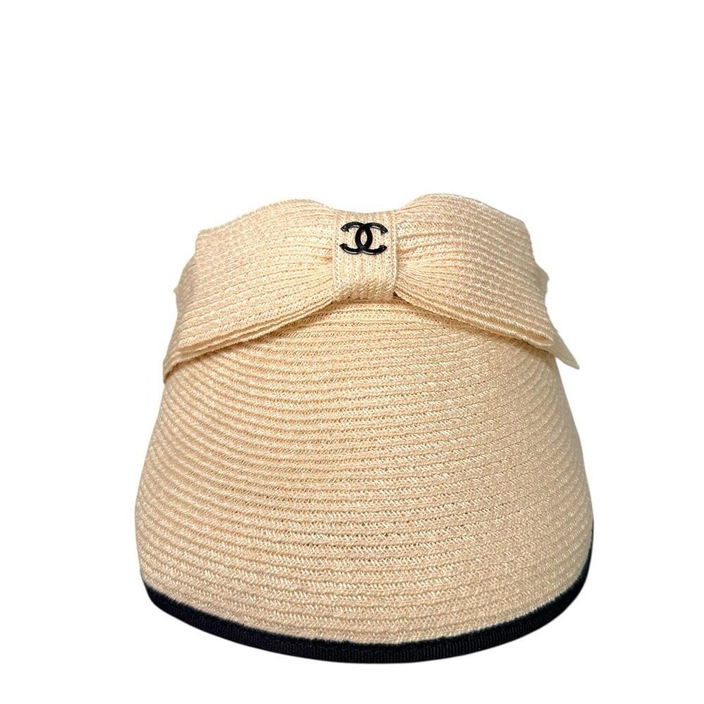 Chanel 2021 CC Bow Raffia Visor — Size M